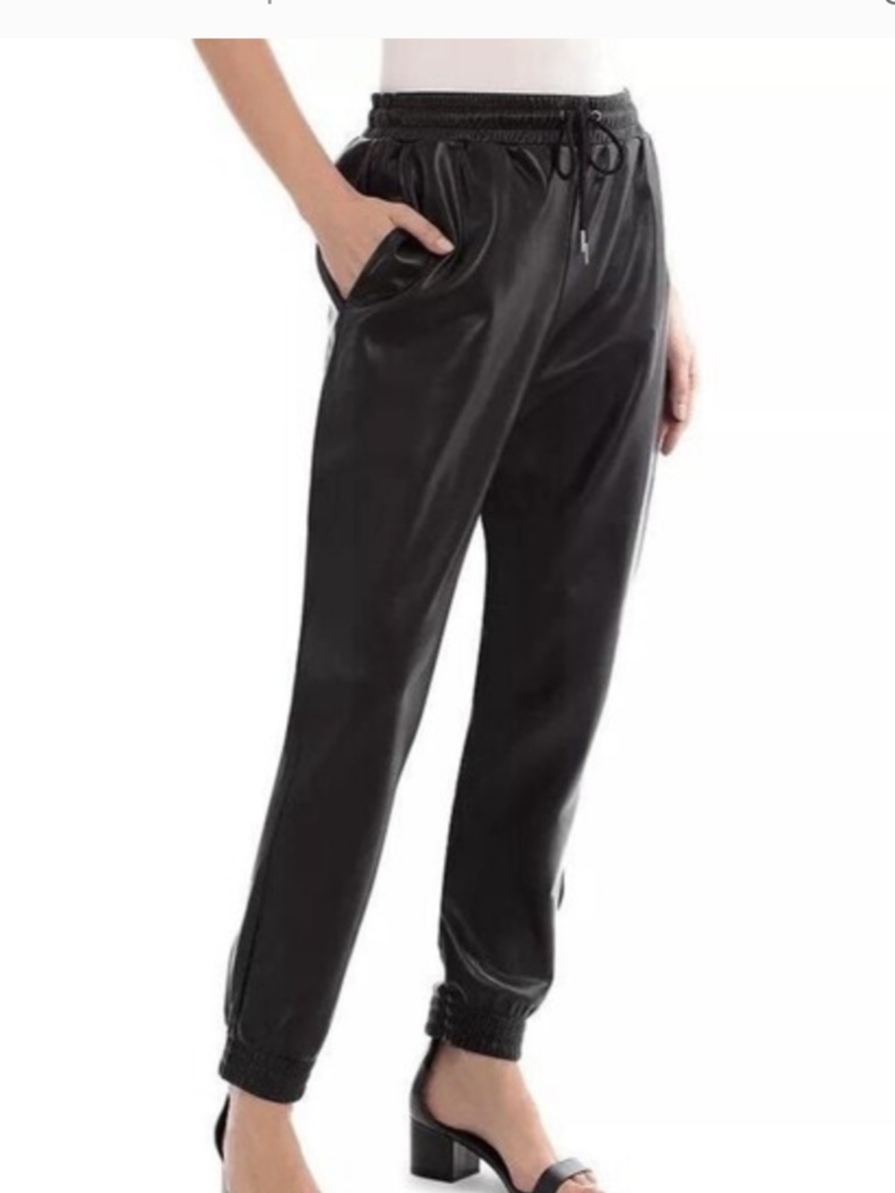 Bagatelle Faux Leather Jogger Pants - Black Pockets Goth Festival Biker Size S
